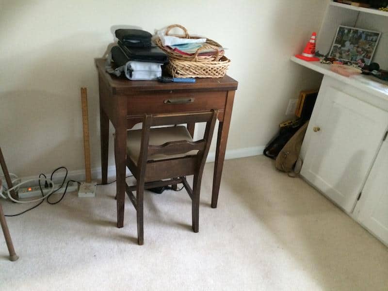 Sewing area, professionally decluttered and organized!