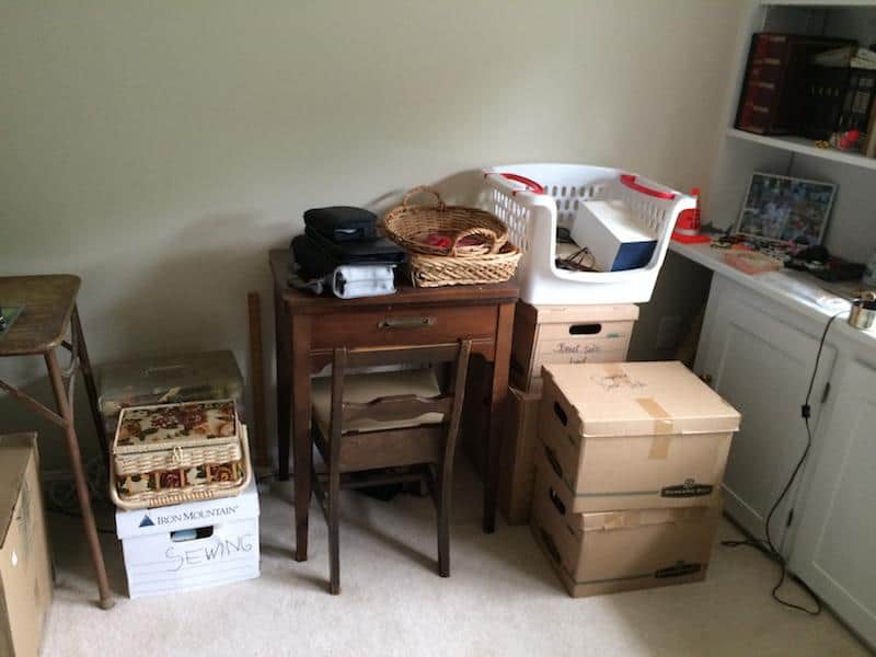 Sewing area, to be professionally decluttered and organized!